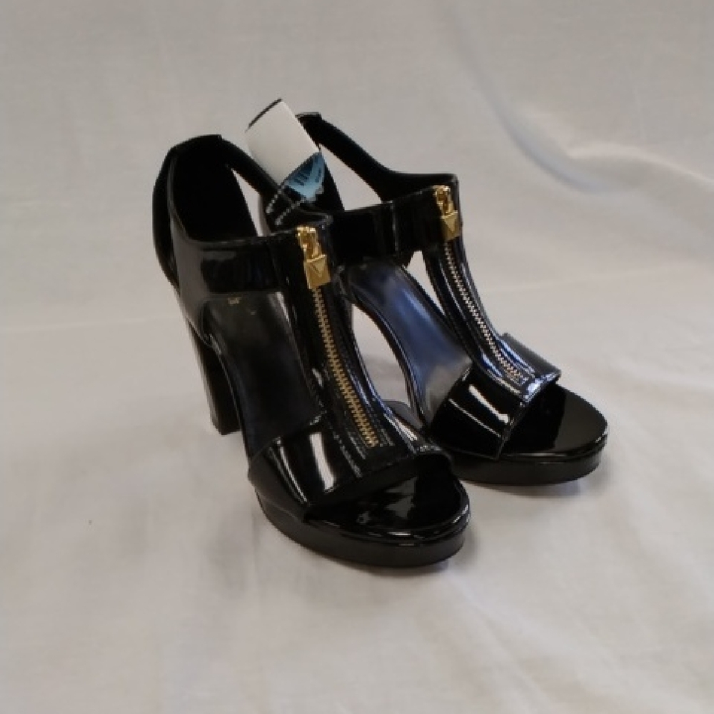 Michael Kors Black Heels with Gold Zipper Detail